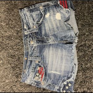 Rare Miss Me flag stars stripes jeans shorts